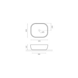 Vasque Olea Square 490x400 mm Sans trop plein
