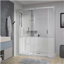 Cabine de douche Kinemagic Design Thermostatique en angle porte coulissante 140/175 x 79/96 cm verre transparent