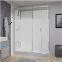 Cabine de douche Kinemagic Design Thermostatique en angle porte coulissante 170/187 x 89/106 cm verre bande centrale dépolie