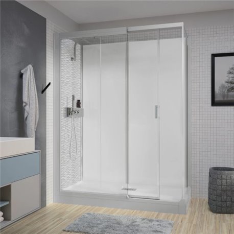Cabine de douche Kinemagic Design Thermostatique en angle porte coulissante 170/205 x 89/106 cm verre transparent Cabine de douche Kinemagic Design Thermostatique en angle porte coulissante 170/205 x 89/106 cm verre transparent