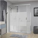 Cabine de douche Kinemagic Design Thermostatique en angle porte coulissante 120/137 x 69/86 cm verre bande centrale dépolie
