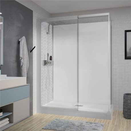 Cabine de douche Kinemagic Design Thermostatique en angle espace ouvert 140/175 x 89/106 cm verre transparent