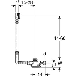 Vidage baignoire Déclenchement PushControl hauteur 60 cm
