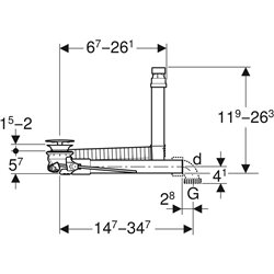 Siphon Clou gain de place Ø 32 mm bonde déclenchement par levier