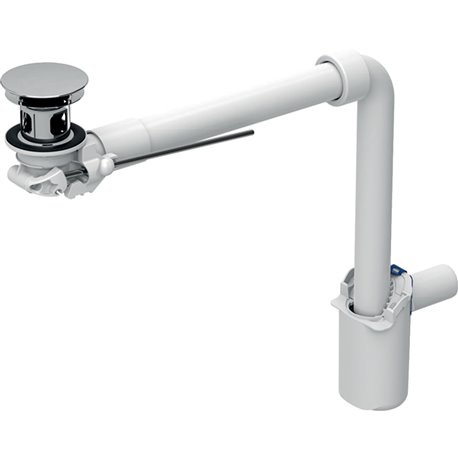 Siphon à tube plongeur Ø 40 mm, gain de place bonde déclenchement par levier