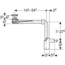 Siphon à tube plongeur Ø 40 mm, gain de place bonde déclenchement par levier