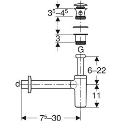 Siphon à tube plongeur Ø 32-40 mm chromé brillant