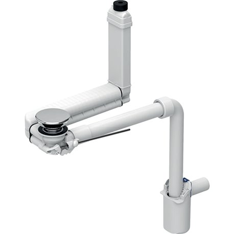 Siphon à tube plongeur Ø 32 mm, gain de place épaisseur lavabo 15-20 mm