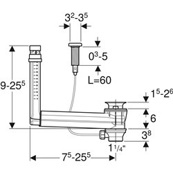 Raccordement de lavabo Avec tirage à cable et poignée rotative 