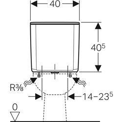 Reservoir WC apparent AP128 rinçage interrompable Alimentation par le bas à gauche ou à droite