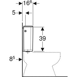 Reservoir WC apparent AP128 Double Touche Alimentation latérale