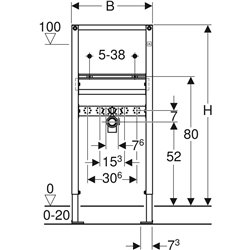 Bâti-support Duofix lavabo 112 cm robinetterie sur gorge