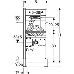 Bâti-support Duofix lavabo 112-130 cm robinetterie murale Geberit ONE avec module à encastrer