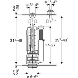 Mecanisme WC complet type 290-380 Double Touche Alimentation universelle