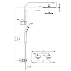 Colonne de douche thermostatique Ceratherm T50 téléscopique 