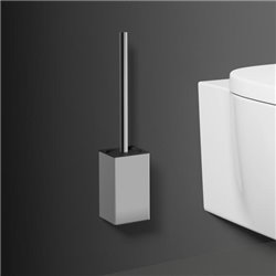 Porte-brosse et brosse WC Chromé Design carré