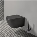 Porte-brosse et Brosse WC mural Noir Mat Design Rond