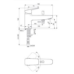 Mitigeur bain-douche monotrou Chromé Ceraplan