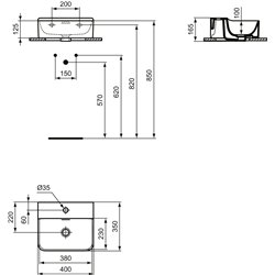 Lave-mains Conca rectifié 40x35 cm