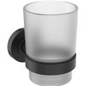 Verre à dents rond et support mural Noir mat