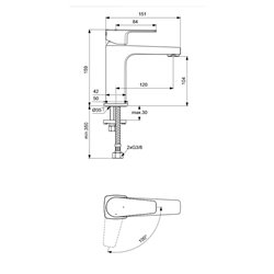 Mitigeur lavabo Grande Blue Start Cerafine D sans tirette