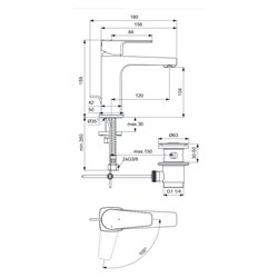 Mitigeur lavabo Grande Blue Start Cerafine D avec tirette et vidage
