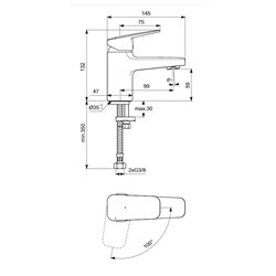 Mitigeur lavabo Blue Start Piccolo Ceraplan sans tirette H 132 mm