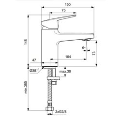 Mitigeur lavabo Ceraplan sans tirette H 146 mm