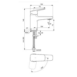Mitigeur lavabo Blue Start Ceraplan sans tirette  H 146 mm