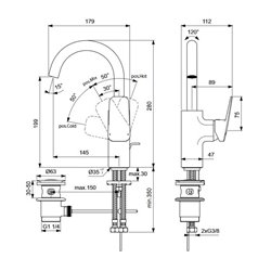 Mitigeur lavabo bec tube haut Ceraplan avec tirette et vidage
