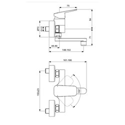 Mitigeur lavabo mural avec bec orientable Ceraplan 
