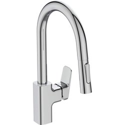 Mitigeur cuisine monotrou bec tube haut Douchette Extractible 2 jets Blue Start 
