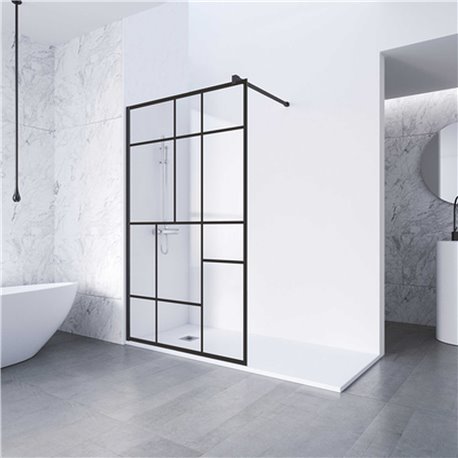 Paroi de douche décor Epaisseur 6 mm Profilé noir 1000 mm Anconetti Paroi de douche décor Epaisseur 6 mm Profilé noir 1000 mm Anconetti
