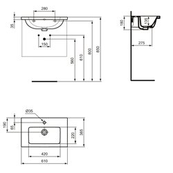Lavabo-plan I.Life S 60 cm  