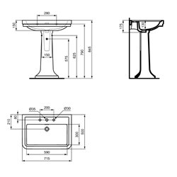 Lavabo Calla 3 trous 71,5x50 cm