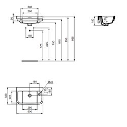 Lave-mains Calla 50x32x18 cm version droite