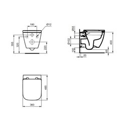 WC suspendu I.Life S 485x360x400 mm Sans bride