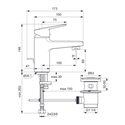 Mitigeur lavabo Ceraplan avec tirette et vidage 146 mm