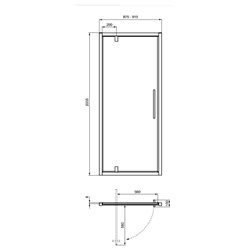 Porte de douche pivotante I.life 90 cm 