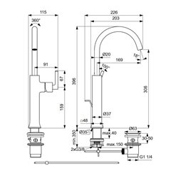 Mitigeur lavabo BC775A2 Joy or brossé tirette Ideal Standard