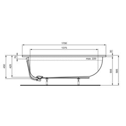 Baignoire rectangulaire 170x70 cm