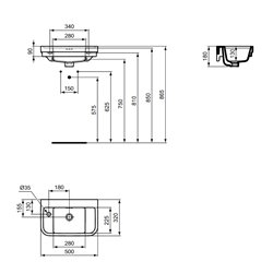 Lave-mains Calla 50x32x18 cm version gauche