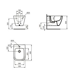 Bidet sur pied I.Life S 35,5x48x29,8 cm Blanc