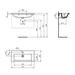 Lavabo-plan I.Life S 80 cm 