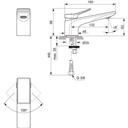 Mitigeur lavabo monotrou Check chrome, sans tirette ni vidage