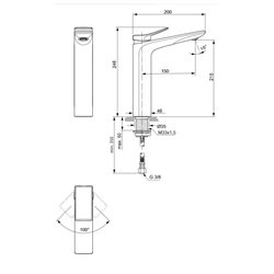 Mitigeur lavabo monotrou Check réhaussé, chrome, sans tirette ni vidage