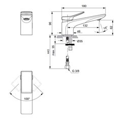 Mitigeur lavabo monotrou Check gris orage, sans tirette ni vidage