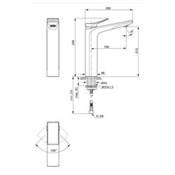 Mitigeur lavabo monotrou Check réhaussé, gris orage, sans tirette ni vidage