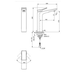 Mitigeur lavabo monotrou Check réhaussé, or brossé, sans tirette ni vidage