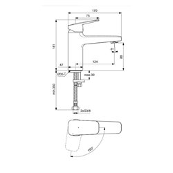 Mitigeur lavabo Grande Blue Start Ceraplan sans tirette H 161 mm